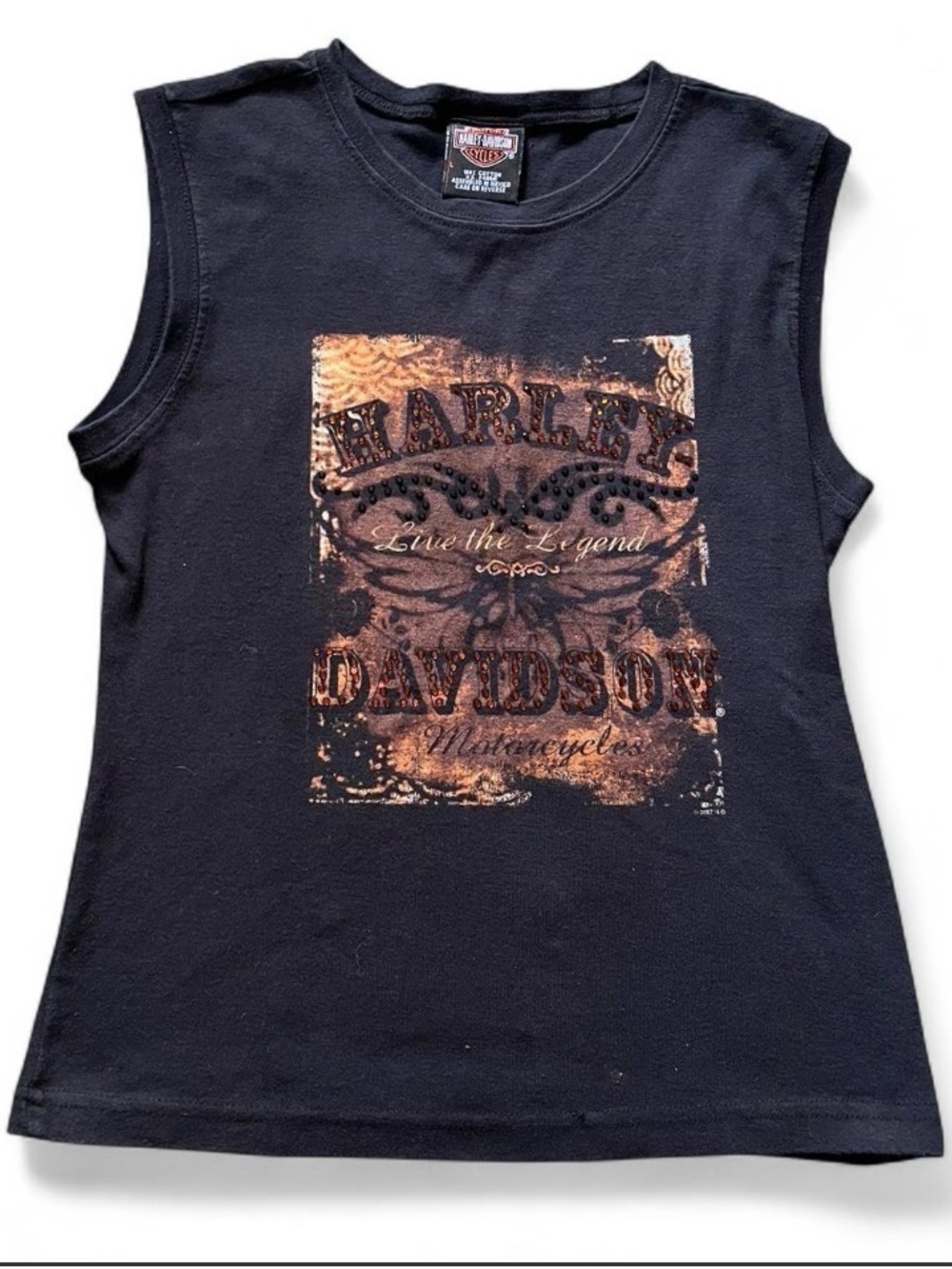 Harley-Davidson Black Tank with gem embellishment muscle tee
